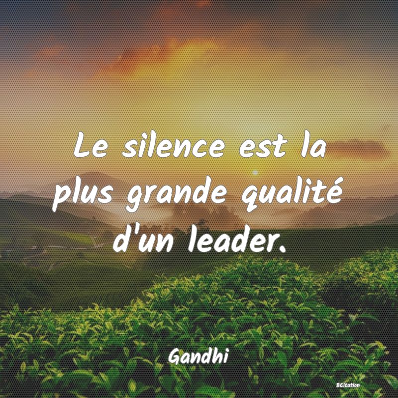 image de citation: Le silence est la plus grande qualité d'un leader.